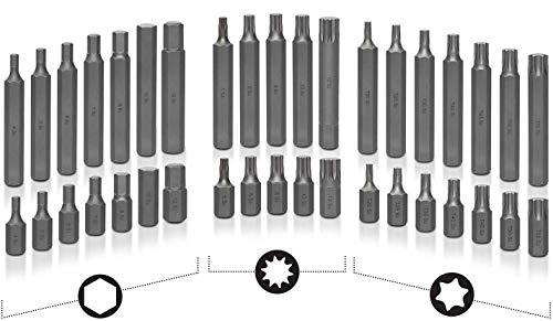 JOMAFA - JUEGO DE PUNTAS 40 PIEZAS TORX, XZN SPLINE Y ALLEN HEXAGONAL ACERO CR-V