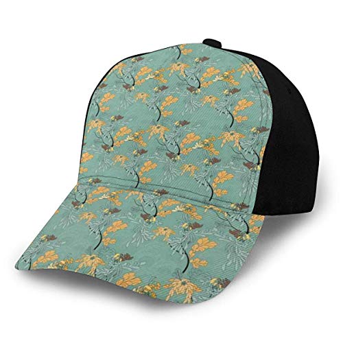 JONINOT Hombres Mujeres Gorra de béisbol Ajustable Sombrero Hojas Motivos japoneses Tonos de la Tierra Madre Naturaleza Bosque Follaje otoñal Bosque