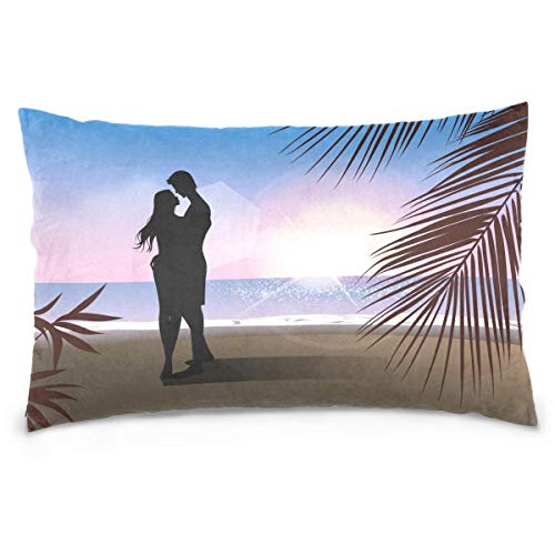 jonycm Fundas De Almohada De Tiro Valentine 'S Day Sea Beach Palm Apartamento Oficina Decoraciones con Cremallera Únicas Funda De Cojín Sofá Regalo Moderno Colorido Almohada Duradera 60X