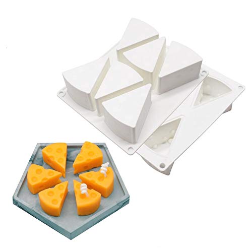 Josietomy - Molde de silicona para tartas de 8 agujeros, 6 agujeros en forma de queso, para moldes de postre de espuma, pudding a la gelatina, antiadherente, pasteles y bandejas de musgo