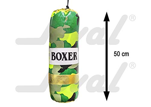 JOVAL - Saco de Boxeo Azul para Niños, Entrenamiento de MMA Muay Thai Kick Boxing y Artes Marciales con Guantes,Junior Punching Bag. (Verde)