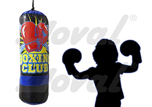 JOVAL - Saco de Boxeo Azul para Niños Grande, Entrenamiento de MMA Muay Thai Kick Boxing y Artes Marciales con Guantes,Junior Punching Bag.
