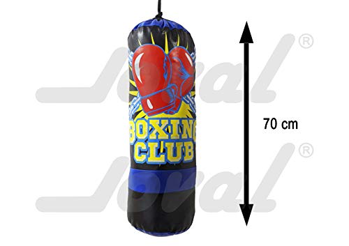 JOVAL - Saco de Boxeo Azul para Niños Grande, Entrenamiento de MMA Muay Thai Kick Boxing y Artes Marciales con Guantes,Junior Punching Bag.