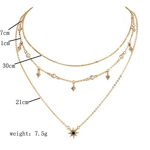 Jovono - Gargantilla de 3 vueltas con estrellas; regalo para el Día de la Madre, cumpleaños de amigas Jovono - Gargantilla de 3 vueltas con estrellas; regalo para el Día de la Madre, cumpleaños de amigas