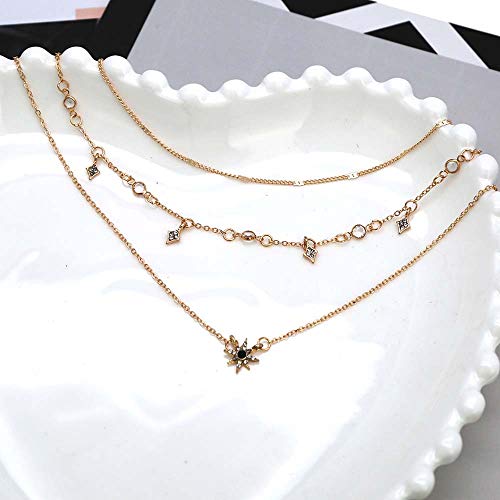 Jovono - Gargantilla de 3 vueltas con estrellas; regalo para el Día de la Madre, cumpleaños de amigas Jovono - Gargantilla de 3 vueltas con estrellas; regalo para el Día de la Madre, cumpleaños de amigas