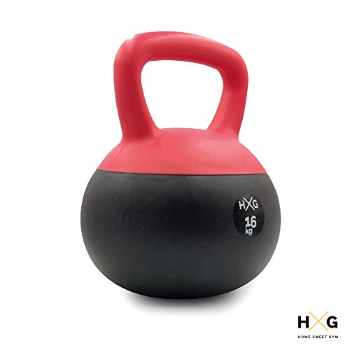 JOWY Pesa Rusa o Pesa Kettlebell 16kg, PVC rellena de Fina Arena de Acero, Ideal para Ejercicios y Entrenamientos de musculación o Crosstraining. Tu casa es tu Gimnasio.