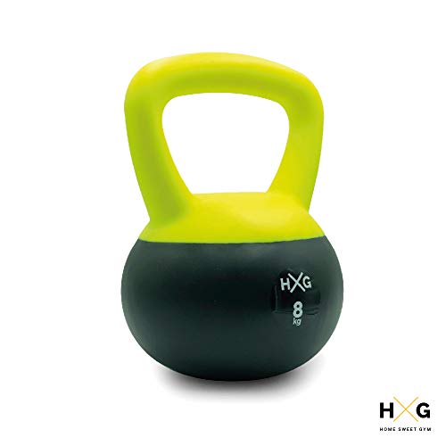 JOWY Pesa Rusa o Pesa Kettlebell 8kg, PVC rellena de Fina Arena de Acero, Ideal para Ejercicios y Entrenamientos de musculación o Crosstraining. Tu casa es tu Gimnasio.