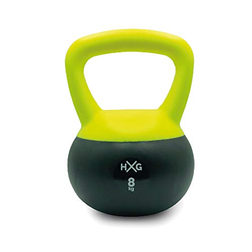 JOWY Pesa Rusa o Pesa Kettlebell 8kg, PVC rellena de Fina Arena de Acero, Ideal para Ejercicios y Entrenamientos de musculación o Crosstraining. Tu casa es tu Gimnasio.