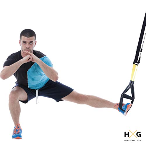 JOWY Suspension Trainer o Training con Correas Ajustables de Carga hasta 500kg es Ideal para Ejercicios y Entrenamientos de Musculación, Fitness o Crosstraining. Tu casa es tu Gimnasio.