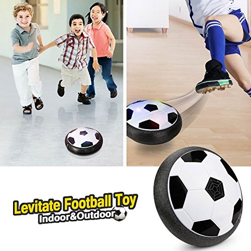 Joy-Jam Juguetes para Niños 5-10 años, Hover Ball Goal Set Air Soccer Fútbol Disco Electric Soccer con 2 Puertas Que se Ciernen Fútbol de Entrenamiento con Luces LED Negro