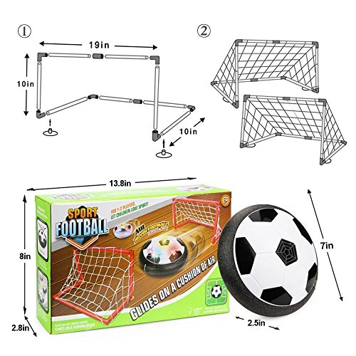 Joy-Jam Juguetes para Niños 5-10 años, Hover Ball Goal Set Air Soccer Fútbol Disco Electric Soccer con 2 Puertas Que se Ciernen Fútbol de Entrenamiento con Luces LED Negro