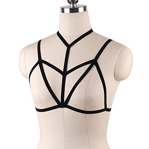 Joycaling Arnés Sujetador Mujeres Lencería Sexy para Mujeres Damas Jaula elástica Sexy Bustier Vendaje arnés Sujetador Partido de la Vida Diaria Ball y más Ocasiones (Color : Black, Size : Free Size)