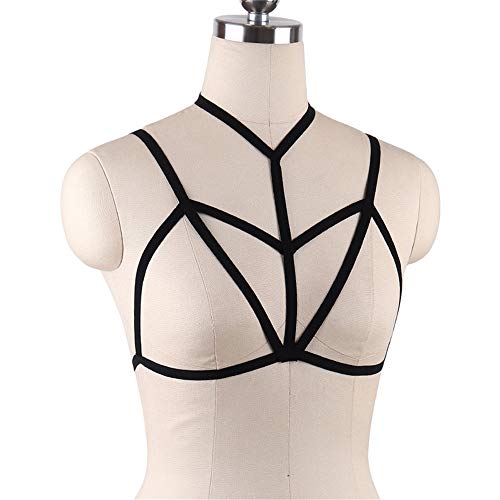 Joycaling Arnés Sujetador Mujeres Lencería Sexy para Mujeres Damas Jaula elástica Sexy Bustier Vendaje arnés Sujetador Partido de la Vida Diaria Ball y más Ocasiones (Color : Black, Size : Free Size)