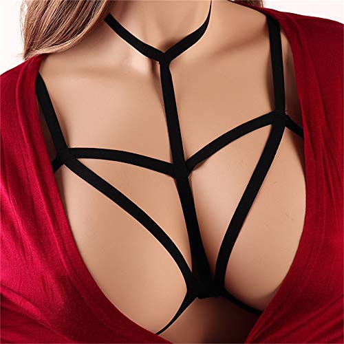 Joycaling Arnés Sujetador Mujeres Lencería Sexy para Mujeres Damas Jaula elástica Sexy Bustier Vendaje arnés Sujetador Partido de la Vida Diaria Ball y más Ocasiones (Color : Black, Size : Free Size)