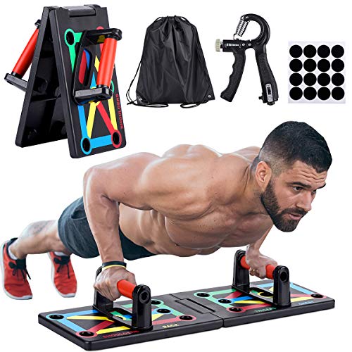 JoyCube Tabla de Flexiones Plegable 12 en 1 Push up Rack Board Sistema Portátil, con código de Colores, Multifuncional Músculo Entrenamiento de Fuerza del Brazo para Ejercicio en casa y Fitness JoyCube Tabla de Flexiones Plegable 12 en 1 Push up Rack Board Sistema Portátil, con código de Colores, Multifuncional Músculo Entrenamiento de Fuerza del Brazo para Ejercicio en casa y Fitness