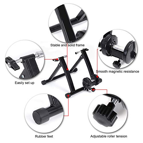 Joyfitness Rodillo de Ciclismo Indoor Bike Trainer Stand Magnet Magnetic Resistance Bike Cycling Roller,Black