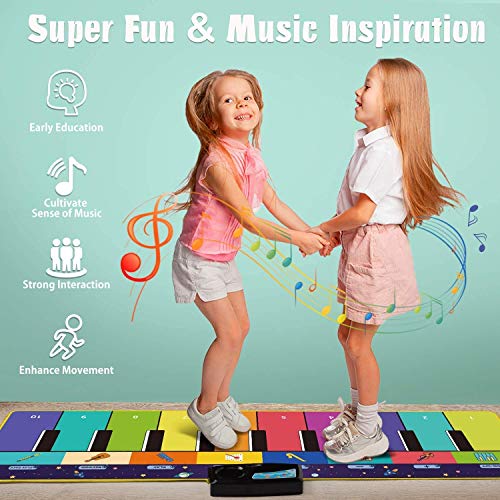 Joyjoz Alfombra Musical de Piano con 100+ Sonidos, Alfombra de Baile 4 Modos, Alfombra de Teclado para Niños Instrumentos Juguetes Musicales para Niños Niñas (110*36CM)