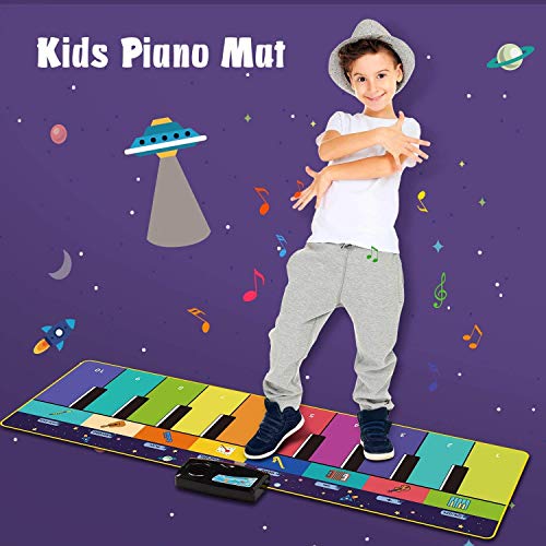 Joyjoz Alfombra Musical de Piano con 100+ Sonidos, Alfombra de Baile 4 Modos, Alfombra de Teclado para Niños Instrumentos Juguetes Musicales para Niños Niñas (110*36CM)