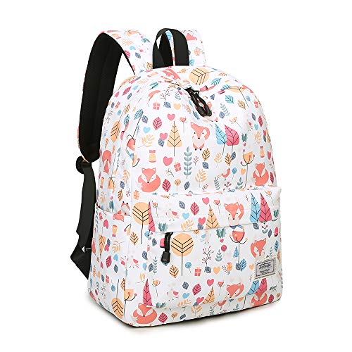 Joymoze Mochila de Estudiante y Ocio Impermeable - Cartera Escolar para Niñas con Lindo Estampado Zorro 841