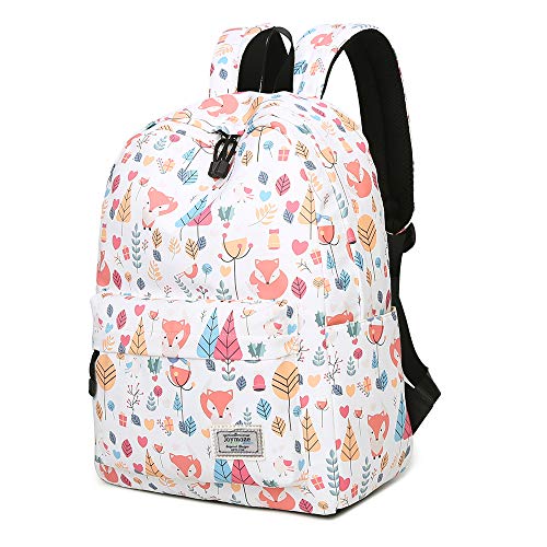 Joymoze Mochila de Estudiante y Ocio Impermeable - Cartera Escolar para Niñas con Lindo Estampado Zorro 841