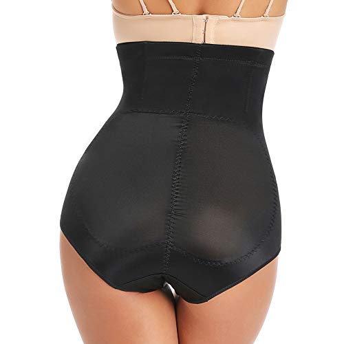 Joyshaper - Braguitas para mujer con forma de figura, cintura alta, braguitas con efecto de vientre Negro L