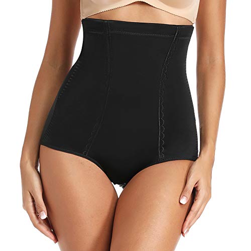 Joyshaper - Braguitas para mujer con forma de figura, cintura alta, braguitas con efecto de vientre Negro L Joyshaper - Braguitas para mujer con forma de figura, cintura alta, braguitas con efecto de vientre Negro L