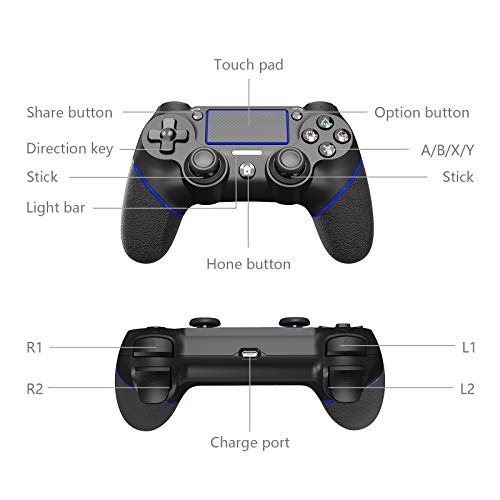 JOYSKY Mando Inalámbrico para Playstation 4,Controlador De Juegos Inalámbrico con Control De Vibración Dual del Motor De Doble Palanca para PS4 (Azul)