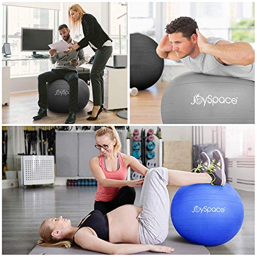 JOYSPACE Pelota de Ejercicio Anti-explosión Pelota de Pilates Fitness Yoga Embarazo Equilibrio Entrenamiento Anti-Burst Fitball Balon de Gimnasia con Bomba Rápida,55cm-Gris