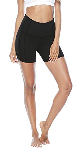 Joyspels - Mallas deportivas cortas para mujer, opacas, con bolsillos y cintura alta, leggings para verano, deporte, entrenamiento, gimnasio, yoga, fitness, yoga, Mujer, color Negro
, tamaño 40 ES/M