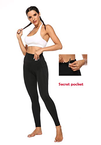 JOYSPELS Pantalones deportivos para mujer con diseño de melocotón, leggings deportivos largos para yoga Negro
 40