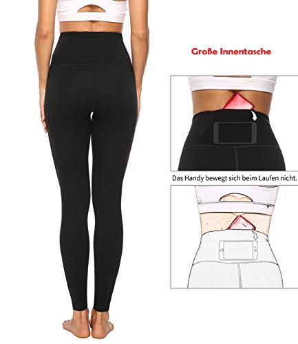 JOYSPELS Pantalones deportivos para mujer con diseño de melocotón, leggings deportivos largos para yoga Negro
 40