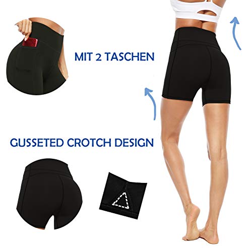 JOYSPELS Shorts Deportivos Pantalones Cortos de Ciclismo para Mujer Leggings Cortos de Cintura Alta, Black, XXL JOYSPELS Shorts Deportivos Pantalones Cortos de Ciclismo para Mujer Leggings Cortos de Cintura Alta, Black, XXL