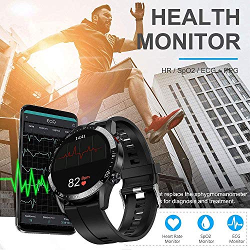 jpantech Smartwatch Reloj Inteligente Mujer Hombre | Llamadas Bluetooth |Pantalla táctil Completa | Monitor de ECG | monitoreo de la frecuencia cardíaca medición de la presión Arterial(Negro)