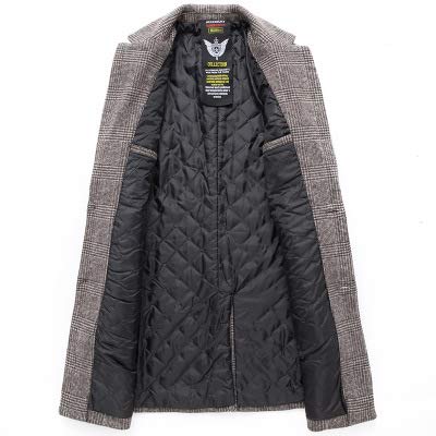 JSEHDF Abrigo para Hombre Gabardina de Lana Abrigo Casual para Hombre en Jaula Abrigo Largo de Color Caqui Gris Chaqueta para Hombre de Lana