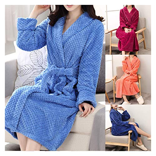 Jsmhh Vestido Damitas de Invierno Flannel Albornoz Albornoz Kimono Robe Pijamas Casera Casa Ropa Mujeres (Color: Skyblue, Tamaño: Medio) (Color : Skyblue, Size : X-Large)