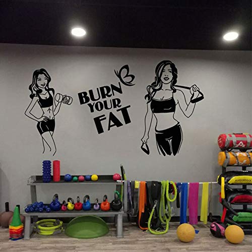 jtxqe Pegatinas para niños Fitness Club Wall Sports Fitness Gym Healthy Muscle Dumbbell decoración de la Pared Lady Fitness Place Fashion Decal 79x42cm