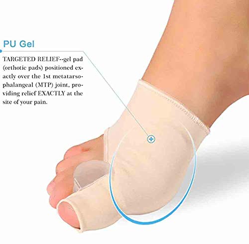 Juanete Corrector Dedo Gordo Del Pie Enderezadora, 1 Par De Juanete Abductor Del Protectores De Mangas, Con Gel De Silicona Del Cojín Del Dedo Del Pie Y Separadores De Hallux Valgus Alivio Del Dolor