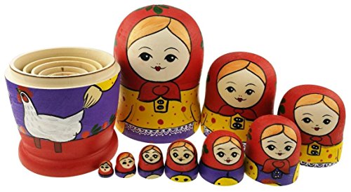 Juego de 10 juguetes de apilamiento de la vida de la granja, muñeca rusa hecha a mano, juguete de madera para decoración de habitación de niños Juego de 10 juguetes de apilamiento de la vida de la granja, muñeca rusa hecha a mano, juguete de madera para decoración de habitación de niños