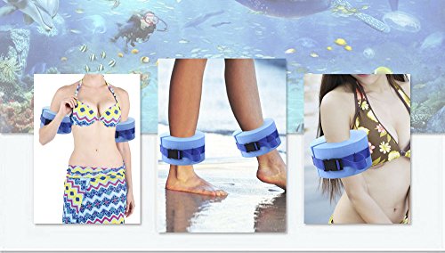 Juego de 2 bandas de natación de espuma, para natación, aeróbic acuático, anillo de flotación para tobillos azules con hebilla de liberación rápida para entrenamiento de fitness y natación Juego de 2 bandas de natación de espuma, para natación, aeróbic acuático, anillo de flotación para tobillos azules con hebilla de liberación rápida para entrenamiento de fitness y natación