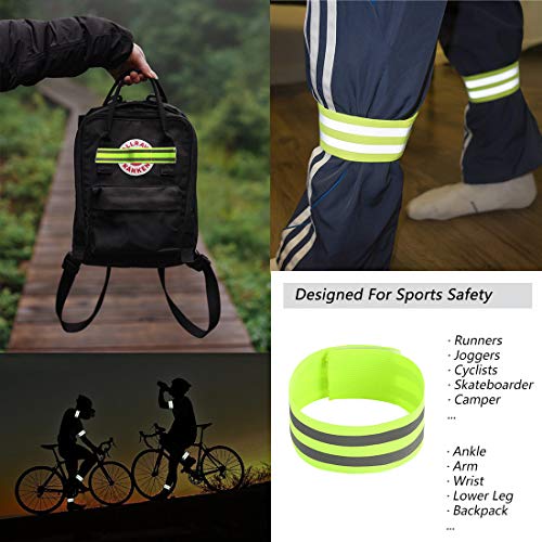 Juego de 4 Bandas Reflectantes Elásticas, Brazalete Reflectantes Alta Visibilidad luz para Ciclismo Caminar Correr Deportes al Aire Libre Corredores nocturnas, Cinta Reflejo de Seguridad