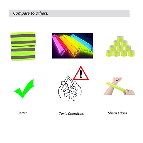 Juego de 4 Bandas Reflectantes Elásticas, Brazalete Reflectantes Alta Visibilidad luz para Ciclismo Caminar Correr Deportes al Aire Libre Corredores nocturnas, Cinta Reflejo de Seguridad