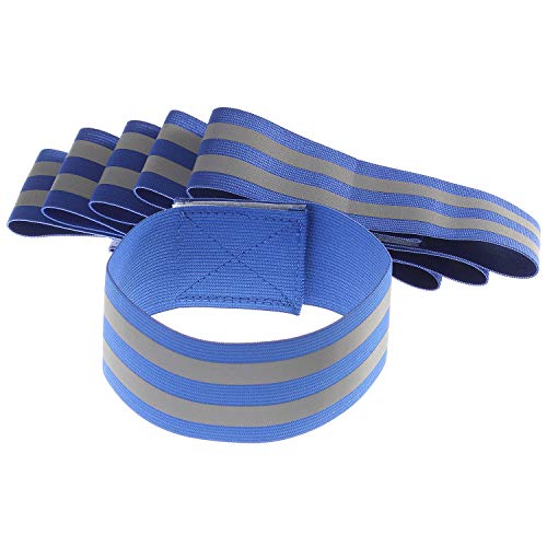 [Juego de 6] Bandas Reflectantes Elásticas, 2 Reflectore Tiras, 35x5cm Pulseras Alta Visibilidad - Outdoor Sacudida Ciclismo Equitación Correr - Cinta Reflejo de Seguridad, Azul TKB5062 blue