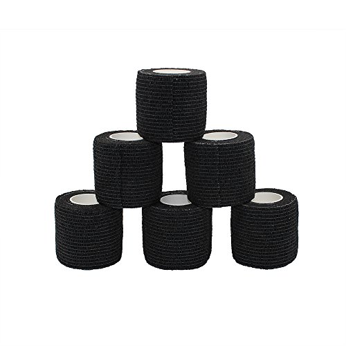 Juego de 6 rollos de cinta autoadhesiva para muñeca, tobillo, esguinces, rodillo de vendaje autoadhesivo, cinta atlética, color negro Juego de 6 rollos de cinta autoadhesiva para muñeca, tobillo, esguinces, rodillo de vendaje autoadhesivo, cinta atlética, color negro