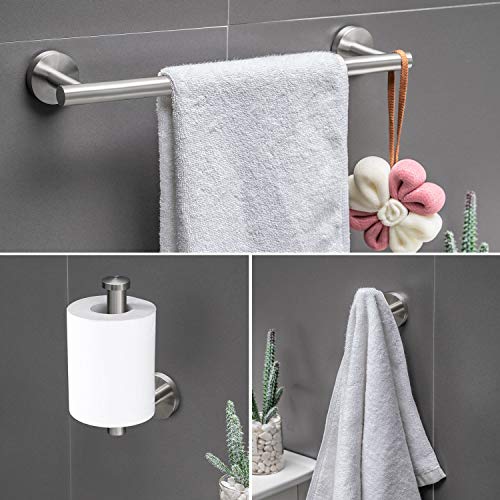 Juego de accesorios de baño con barras de toalla - Juego de herrajes de baño de acero inoxidable , barra de toalla de baño de 12 "+ soporte de papel higiénico + gancho para bata de toalla