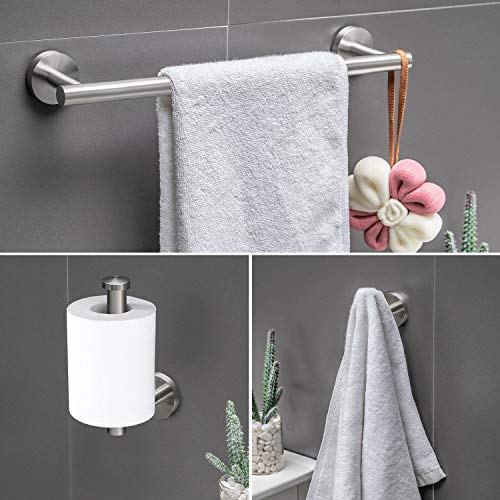 Juego de accesorios de baƱo con barras de toalla - Juego de herrajes de baƱo de acero inoxidable , barra de toalla de baƱo de 12 "+ soporte de papel higiƩnico + gancho para bata de toalla Juego de accesorios de baƱo con barras de toalla - Juego de herrajes de baƱo de acero inoxidable , barra de toalla de baƱo de 12 "+ soporte de papel higiƩnico + gancho para bata de toalla