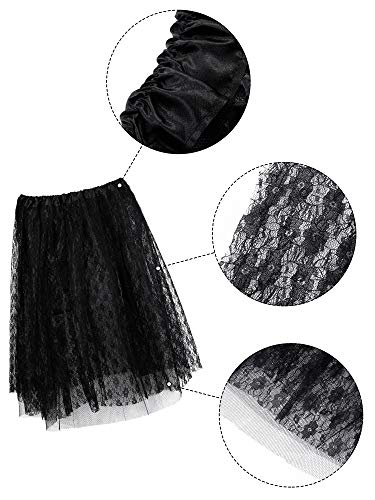 Juego de accesorios para disfraz de los aƱos 50/ 20, incluye diadema con lazo negro, falda de encaje y cintura fina para mujeres y niƱas Juego de accesorios para disfraz de los aƱos 50/ 20, incluye diadema con lazo negro, falda de encaje y cintura fina para mujeres y niƱas