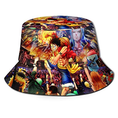 Juego de Anime, Sombrero de Pescador de una Pieza, protección UV de Verano, Sombreros de Cubo de Viaje, Gorra de Sol Plegable para Playa para Hombres y Mujeres