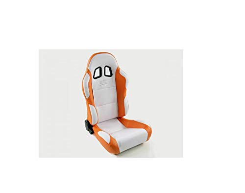 Juego de asientos ergonómicos Miami piel artificial blanco/naranja