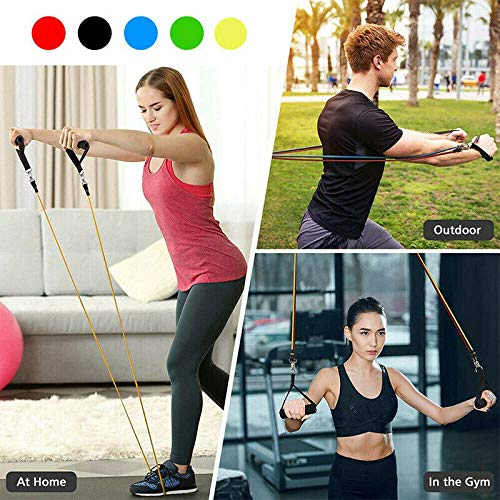 Juego de bandas elásticas de resistencia con 5 bandas elásticas para pilates y fitness, extensores pectorales, látex, entrenamiento en casa, para herramientas de fisioterapia, yoga, crossfit Juego de bandas elásticas de resistencia con 5 bandas elásticas para pilates y fitness, extensores pectorales, látex, entrenamiento en casa, para herramientas de fisioterapia, yoga, crossfit