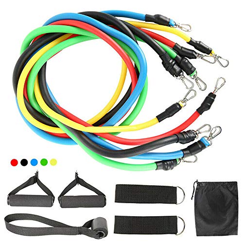 Juego de bandas elásticas de resistencia con 5 bandas elásticas para pilates y fitness, extensores pectorales, látex, entrenamiento en casa, para herramientas de fisioterapia, yoga, crossfit Juego de bandas elásticas de resistencia con 5 bandas elásticas para pilates y fitness, extensores pectorales, látex, entrenamiento en casa, para herramientas de fisioterapia, yoga, crossfit